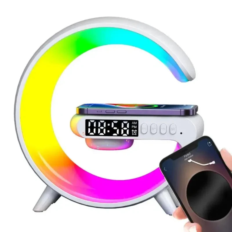 G Shape 5 In 1 Smart Wireless RGB Charger Table Lamp - Ponno Mela